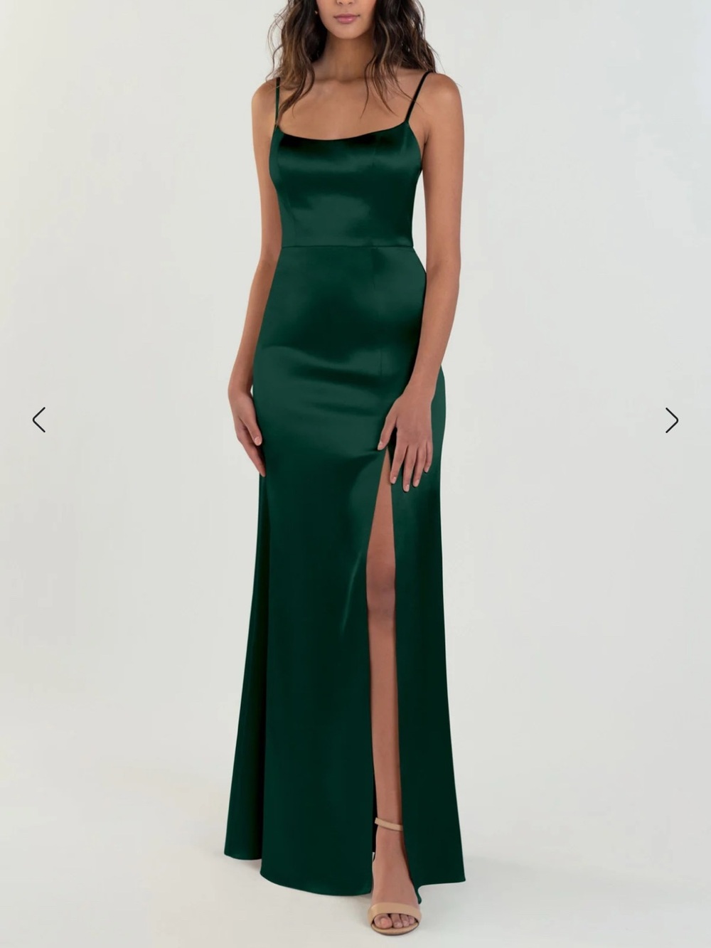 Jenny Yoo Chase Emerald Green Satin Dress